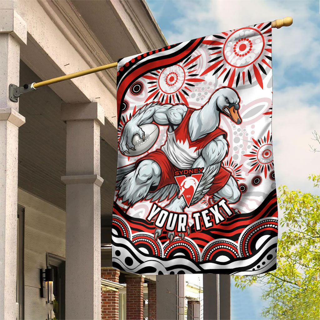 Personalized Sydney Swans Football Mascot Garden Flag Aboriginal Dot Art - Dreamtime Football Mascot