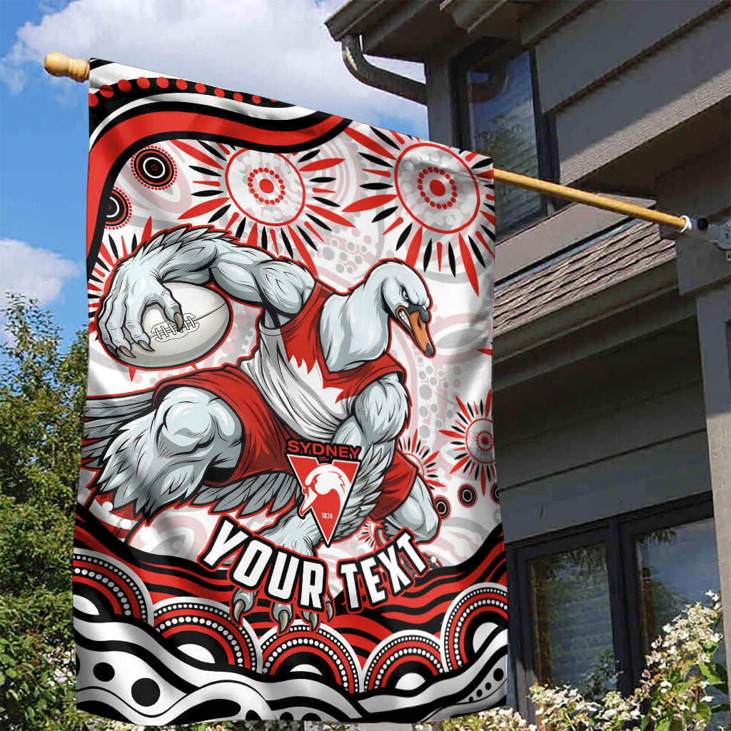 Personalized Sydney Swans Football Mascot Garden Flag Aboriginal Dot Art - Dreamtime Football Mascot