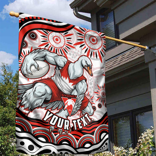 Personalized Sydney Swans Football Mascot Garden Flag Aboriginal Dot Art - Dreamtime Football Mascot