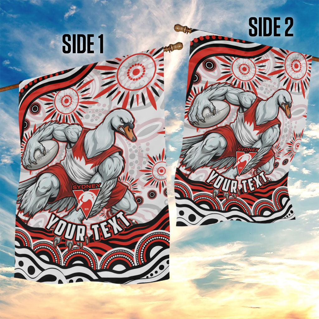 Personalized Sydney Swans Football Mascot Garden Flag Aboriginal Dot Art - Dreamtime Football Mascot
