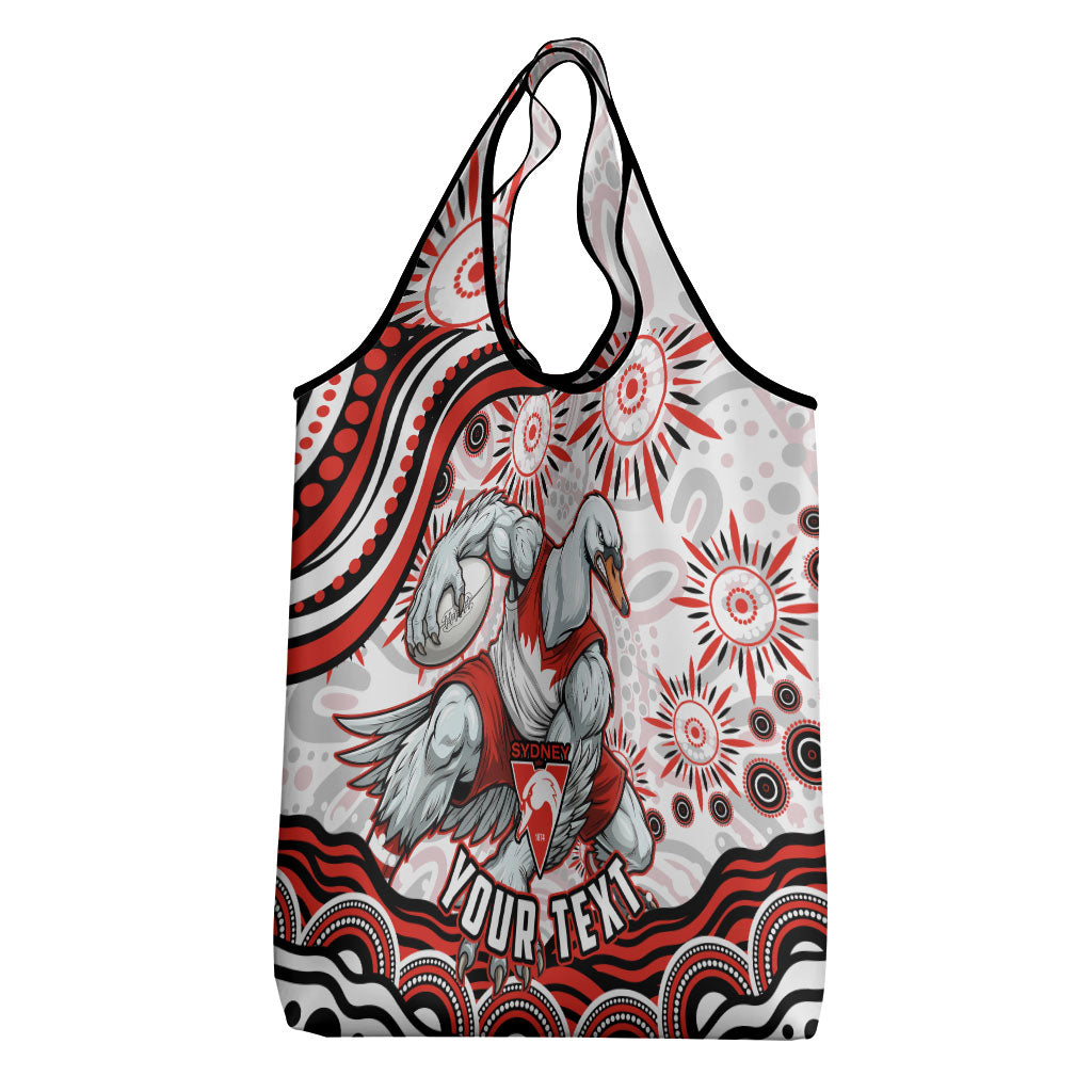 Personalized Sydney Swans Football Mascot Grocery Bag Aboriginal Dot Art - Dreamtime Football Mascot
