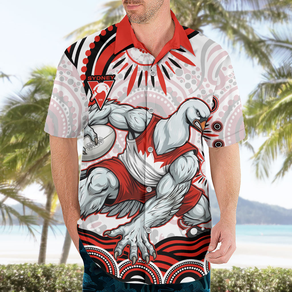 Personalized Sydney Swans Football Mascot Hawaiian Shirt Aboriginal Dot Art - Dreamtime Football Mascot