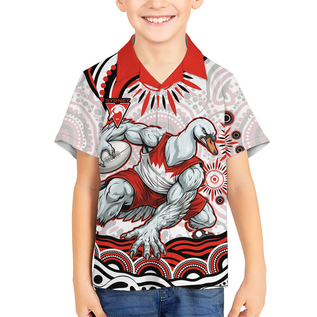Personalized Sydney Swans Football Mascot Hawaiian Shirt Aboriginal Dot Art - Dreamtime Football Mascot