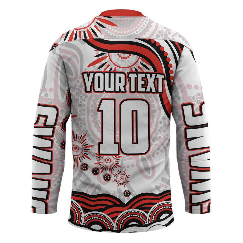 Personalized Sydney Swans Football Mascot Hockey Jersey Aboriginal Dot Art - Dreamtime Football Mascot