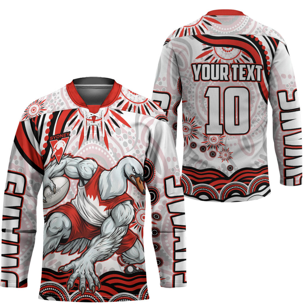 Personalized Sydney Swans Football Mascot Hockey Jersey Aboriginal Dot Art - Dreamtime Football Mascot