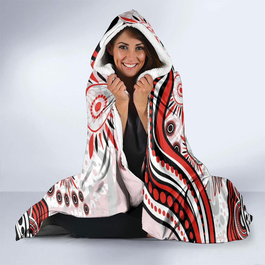 Personalized Sydney Swans Football Mascot Hooded Blanket Aboriginal Dot Art - Dreamtime Football Mascot