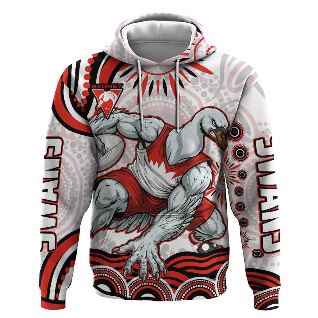 Personalized Sydney Swans Football Mascot Hoodie Aboriginal Dot Art - Dreamtime Football Mascot