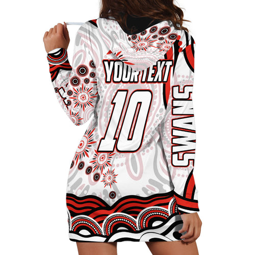 Personalized Sydney Swans Football Mascot Hoodie Dress Aboriginal Dot Art - Dreamtime Football Mascot