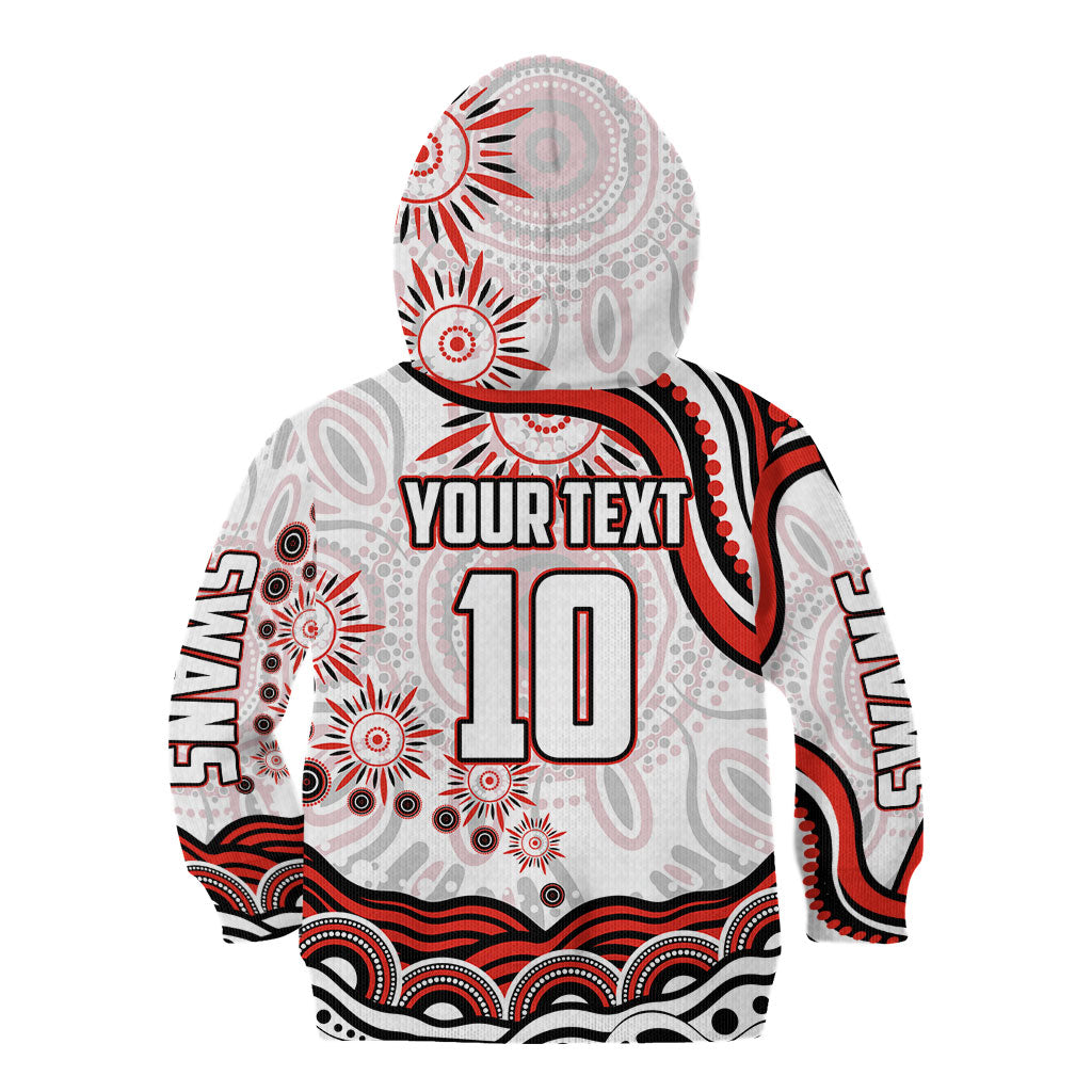 Personalized Sydney Swans Football Mascot Kid Hoodie Aboriginal Dot Art - Dreamtime Football Mascot