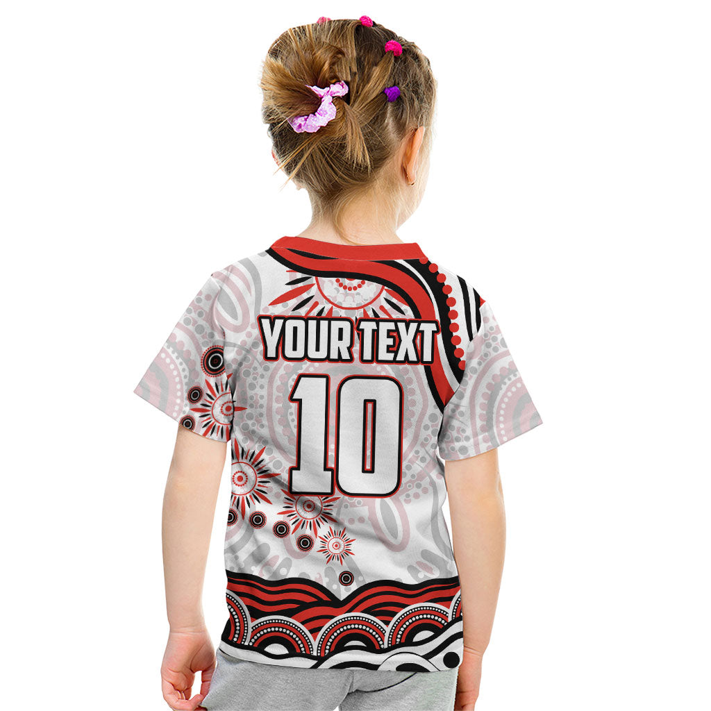 Personalized Sydney Swans Football Mascot Kid T Shirt Aboriginal Dot Art - Dreamtime Football Mascot