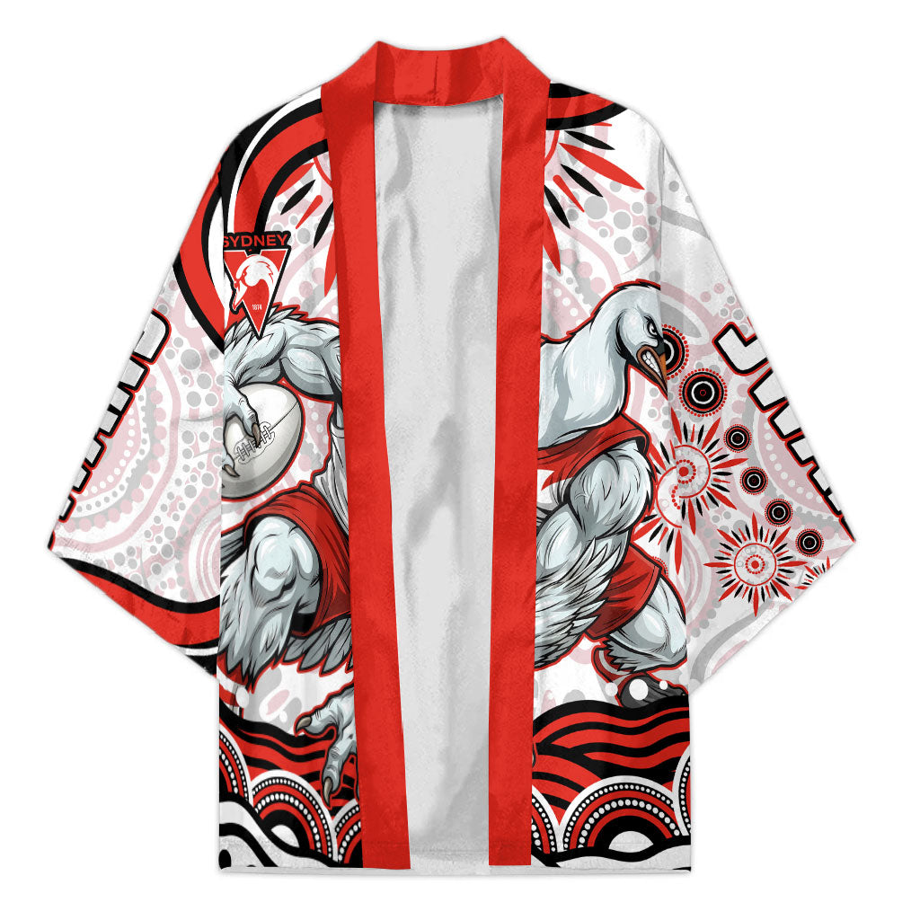 Personalized Sydney Swans Football Mascot Kimono Aboriginal Dot Art - Dreamtime Football Mascot