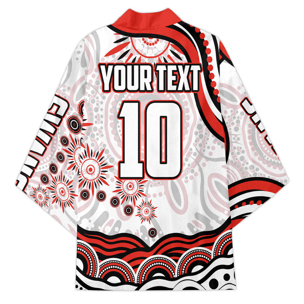 Personalized Sydney Swans Football Mascot Kimono Aboriginal Dot Art - Dreamtime Football Mascot