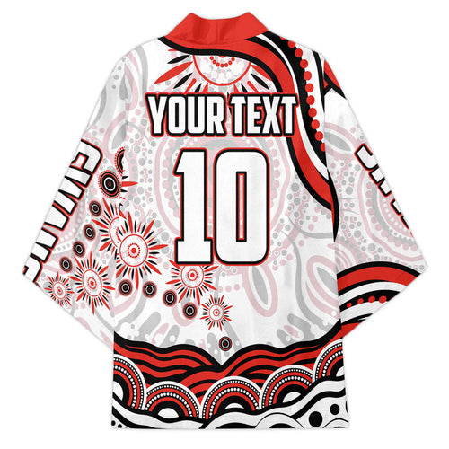 Personalized Sydney Swans Football Mascot Kimono Aboriginal Dot Art - Dreamtime Football Mascot