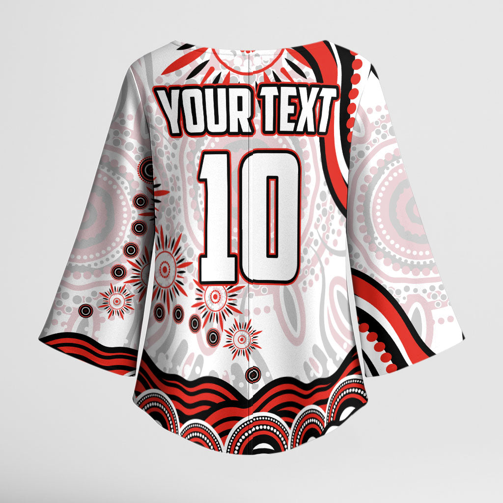 Personalized Sydney Swans Football Mascot Kimono Sleeve Blouse Aboriginal Dot Art - Dreamtime Football Mascot