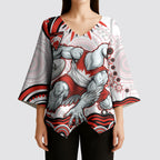 Personalized Sydney Swans Football Mascot Kimono Sleeve Blouse Aboriginal Dot Art - Dreamtime Football Mascot