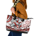 Personalized Sydney Swans Football Mascot Leather Tote Bag Aboriginal Dot Art - Dreamtime Football Mascot