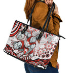 Personalized Sydney Swans Football Mascot Leather Tote Bag Aboriginal Dot Art - Dreamtime Football Mascot