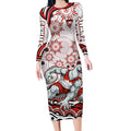 Personalized Sydney Swans Football Mascot Long Sleeve Bodycon Dress Aboriginal Dot Art - Dreamtime Football Mascot