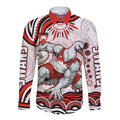 Personalized Sydney Swans Football Mascot Long Sleeve Button Shirt Aboriginal Dot Art - Dreamtime Football Mascot