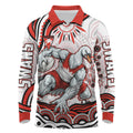 Personalized Sydney Swans Football Mascot Long Sleeve Polo Shirt Aboriginal Dot Art - Dreamtime Football Mascot
