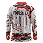 Personalized Sydney Swans Football Mascot Long Sleeve Polo Shirt Aboriginal Dot Art - Dreamtime Football Mascot