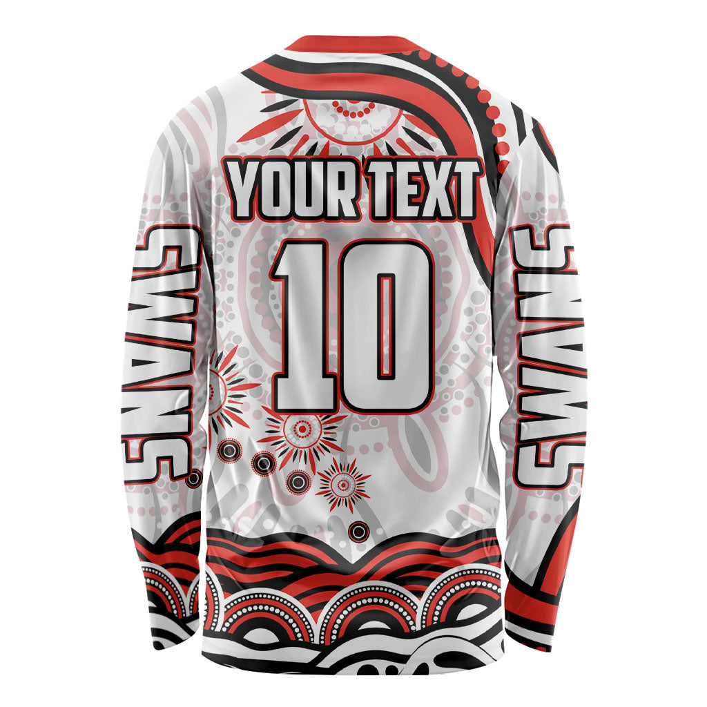 Personalized Sydney Swans Football Mascot Long Sleeve Shirt Aboriginal Dot Art - Dreamtime Football Mascot