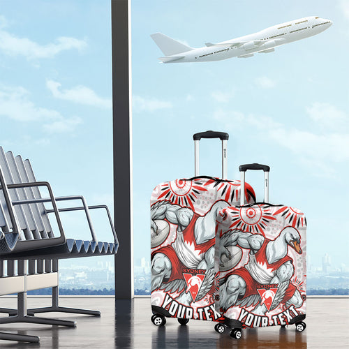 Personalized Sydney Swans Football Mascot Luggage Cover Aboriginal Dot Art - Dreamtime Football Mascot