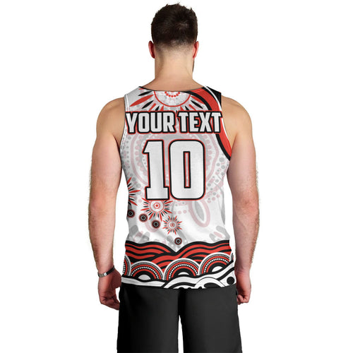Personalized Sydney Swans Football Mascot Men Tank Top Aboriginal Dot Art - Dreamtime Football Mascot