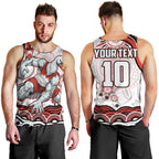 Personalized Sydney Swans Football Mascot Men Tank Top Aboriginal Dot Art - Dreamtime Football Mascot