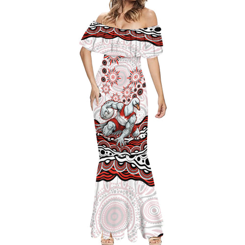 Personalized Sydney Swans Football Mascot Mermaid Dress Aboriginal Dot Art - Dreamtime Football Mascot