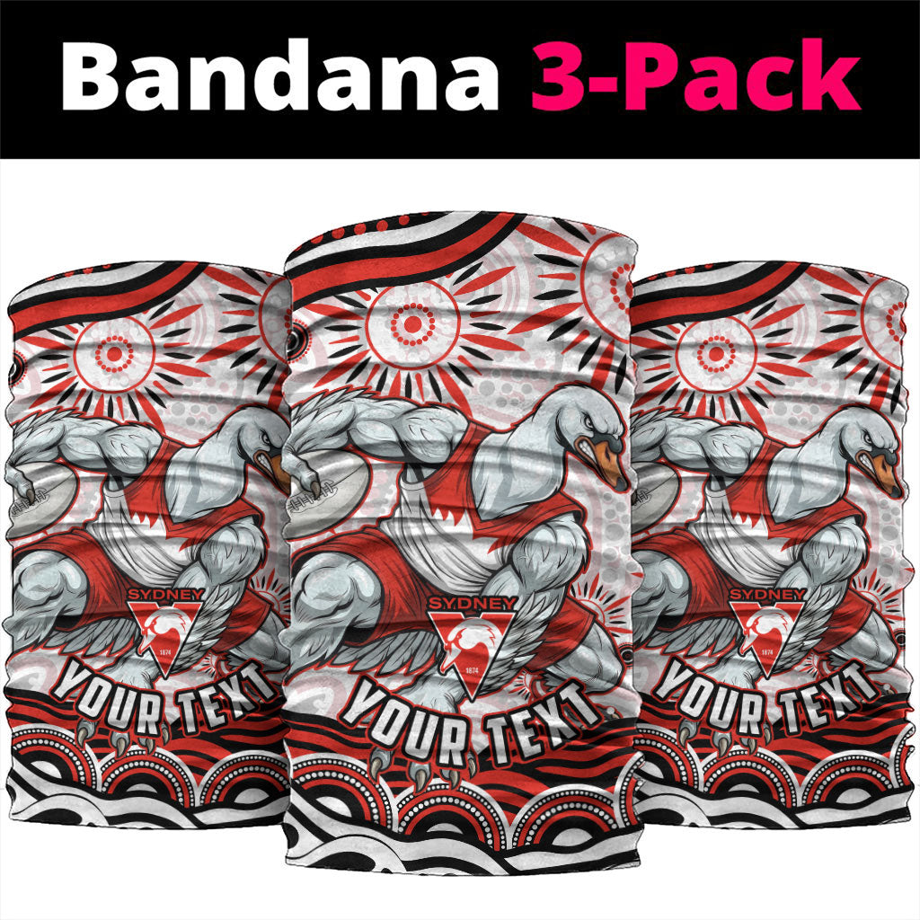 Personalized Sydney Swans Football Mascot Neck Gaiter Aboriginal Dot Art - Dreamtime Football Mascot
