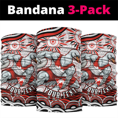 Personalized Sydney Swans Football Mascot Neck Gaiter Aboriginal Dot Art - Dreamtime Football Mascot