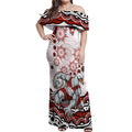 Personalized Sydney Swans Football Mascot Off Shoulder Maxi Dress Aboriginal Dot Art - Dreamtime Football Mascot