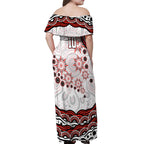 Personalized Sydney Swans Football Mascot Off Shoulder Maxi Dress Aboriginal Dot Art - Dreamtime Football Mascot