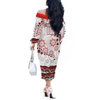 Personalized Sydney Swans Football Mascot Off The Shoulder Long Sleeve Dress Aboriginal Dot Art - Dreamtime Football Mascot