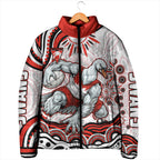 Personalized Sydney Swans Football Mascot Padded Jacket Aboriginal Dot Art - Dreamtime Football Mascot