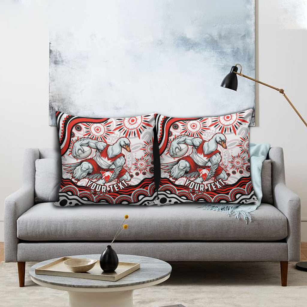 Personalized Sydney Swans Football Mascot Pillow Cover Aboriginal Dot Art - Dreamtime Football Mascot