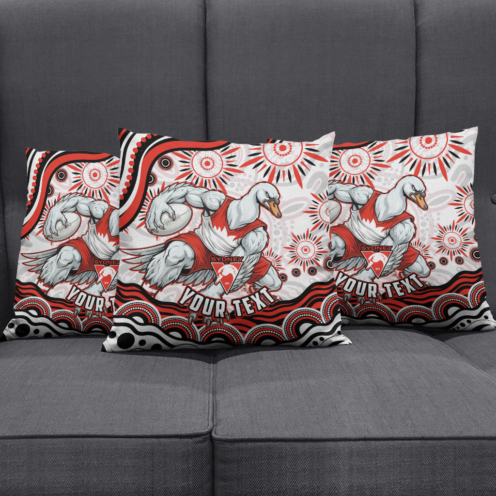 Personalized Sydney Swans Football Mascot Pillow Cover Aboriginal Dot Art - Dreamtime Football Mascot