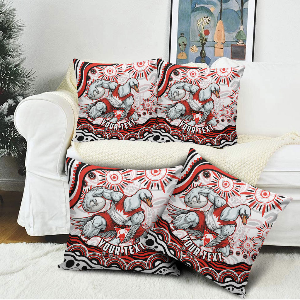 Personalized Sydney Swans Football Mascot Pillow Cover Aboriginal Dot Art - Dreamtime Football Mascot