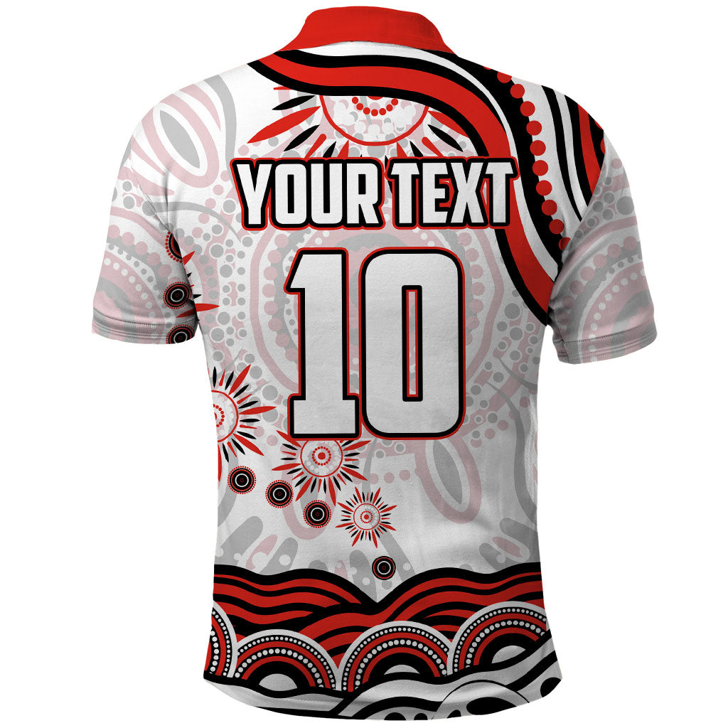 Personalized Sydney Swans Football Mascot Polo Shirt Aboriginal Dot Art - Dreamtime Football Mascot