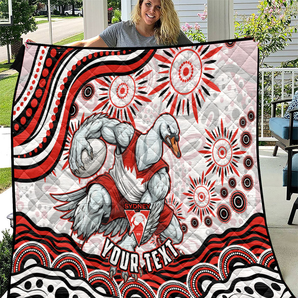 Personalized Sydney Swans Football Mascot Quilt Aboriginal Dot Art - Dreamtime Football Mascot
