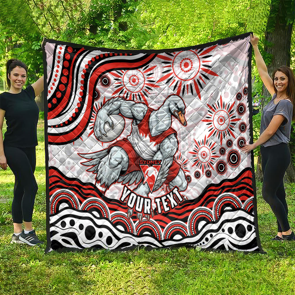 Personalized Sydney Swans Football Mascot Quilt Aboriginal Dot Art - Dreamtime Football Mascot