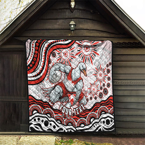 Personalized Sydney Swans Football Mascot Quilt Aboriginal Dot Art - Dreamtime Football Mascot