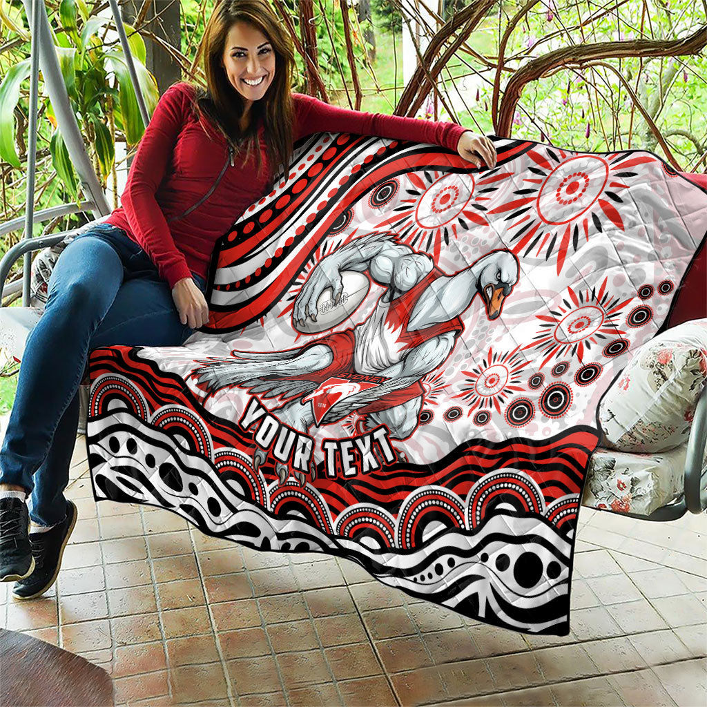 Personalized Sydney Swans Football Mascot Quilt Aboriginal Dot Art - Dreamtime Football Mascot