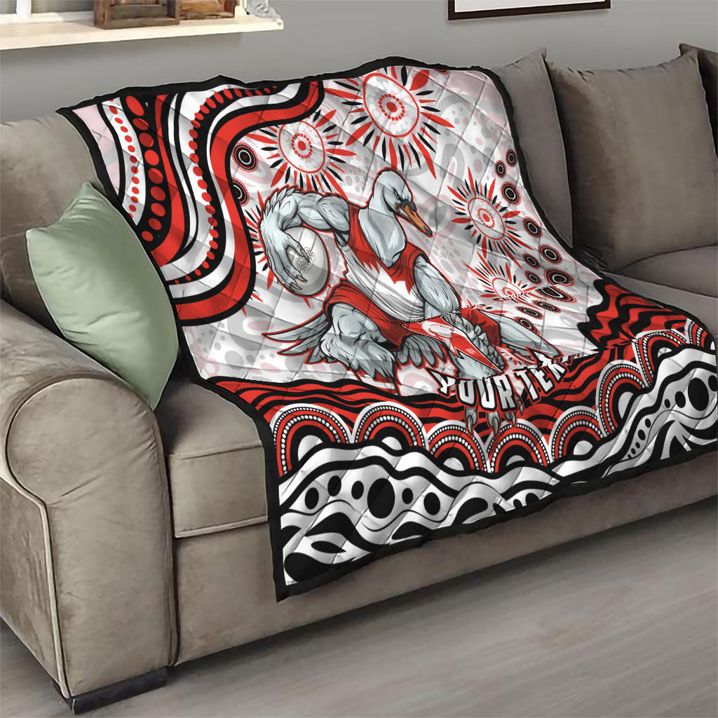 Personalized Sydney Swans Football Mascot Quilt Aboriginal Dot Art - Dreamtime Football Mascot
