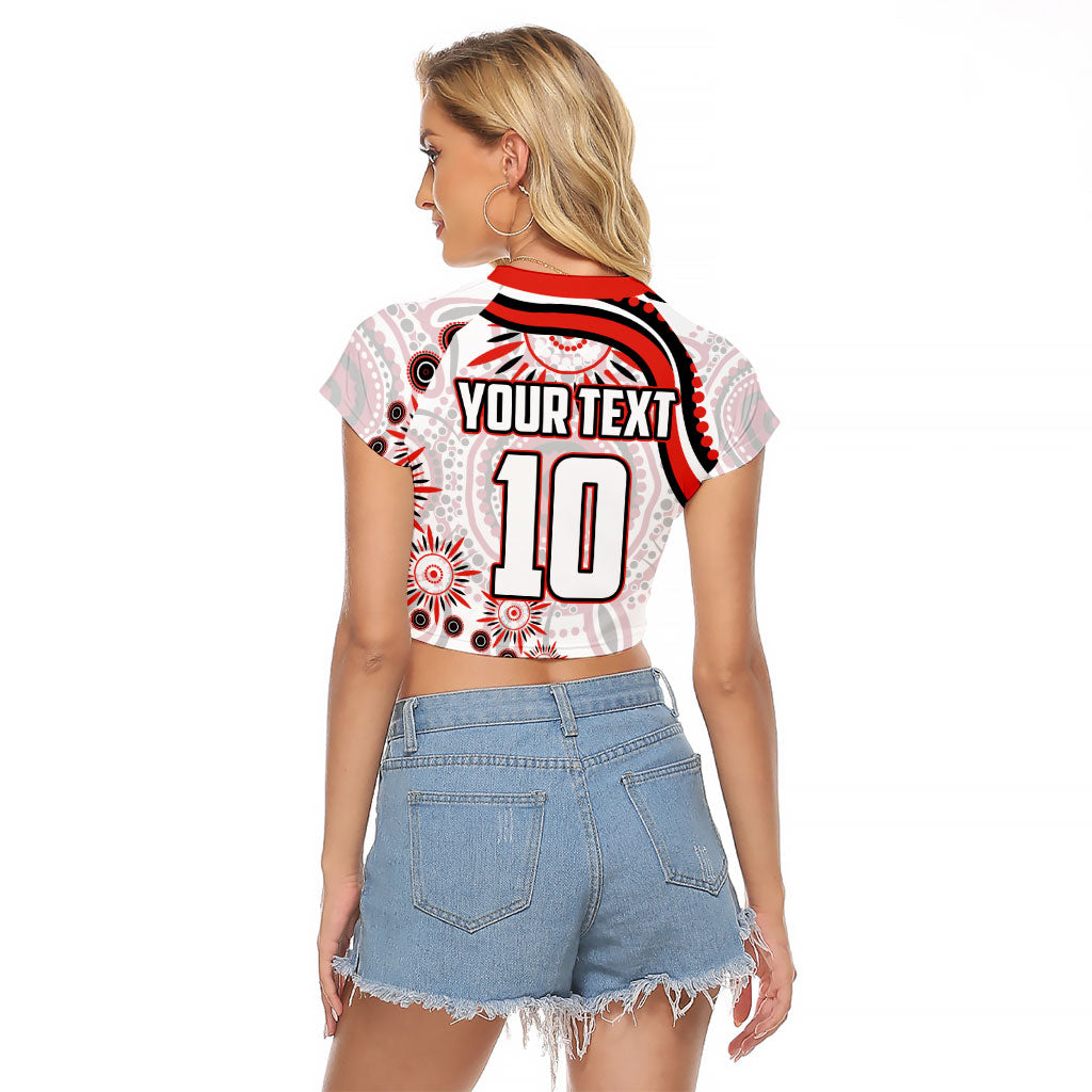 Personalized Sydney Swans Football Mascot Raglan Cropped T Shirt Aboriginal Dot Art - Dreamtime Football Mascot
