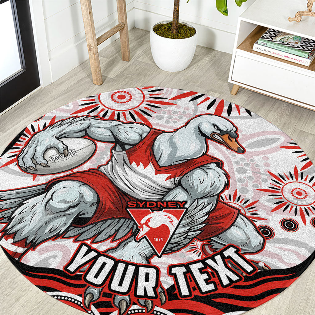 Personalized Sydney Swans Football Mascot Round Carpet Aboriginal Dot Art - Dreamtime Football Mascot