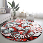 Personalized Sydney Swans Football Mascot Round Carpet Aboriginal Dot Art - Dreamtime Football Mascot