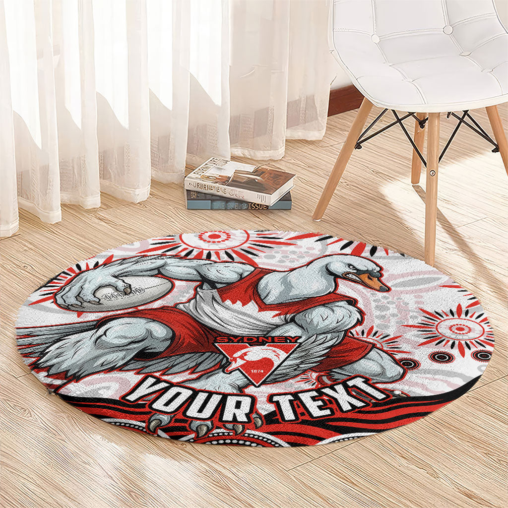 Personalized Sydney Swans Football Mascot Round Carpet Aboriginal Dot Art - Dreamtime Football Mascot
