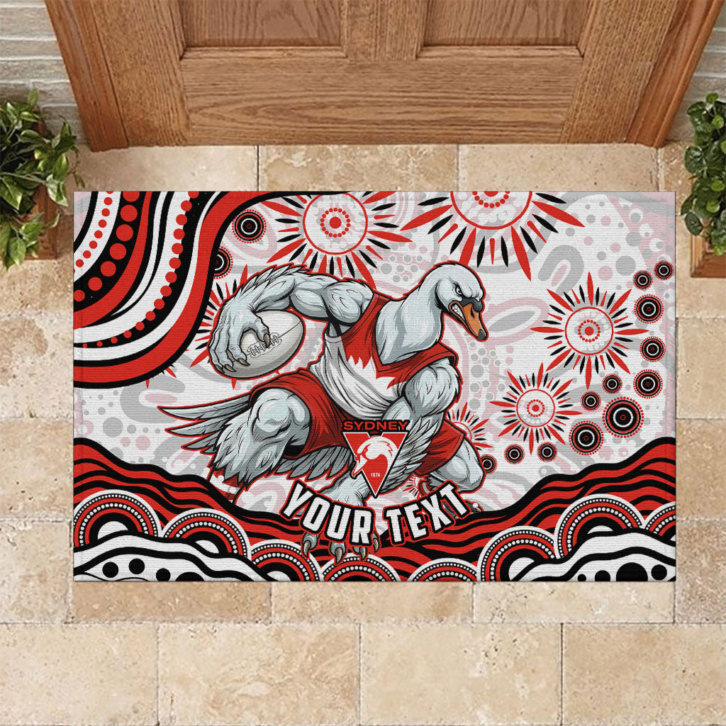 Personalized Sydney Swans Football Mascot Rubber Doormat Aboriginal Dot Art - Dreamtime Football Mascot